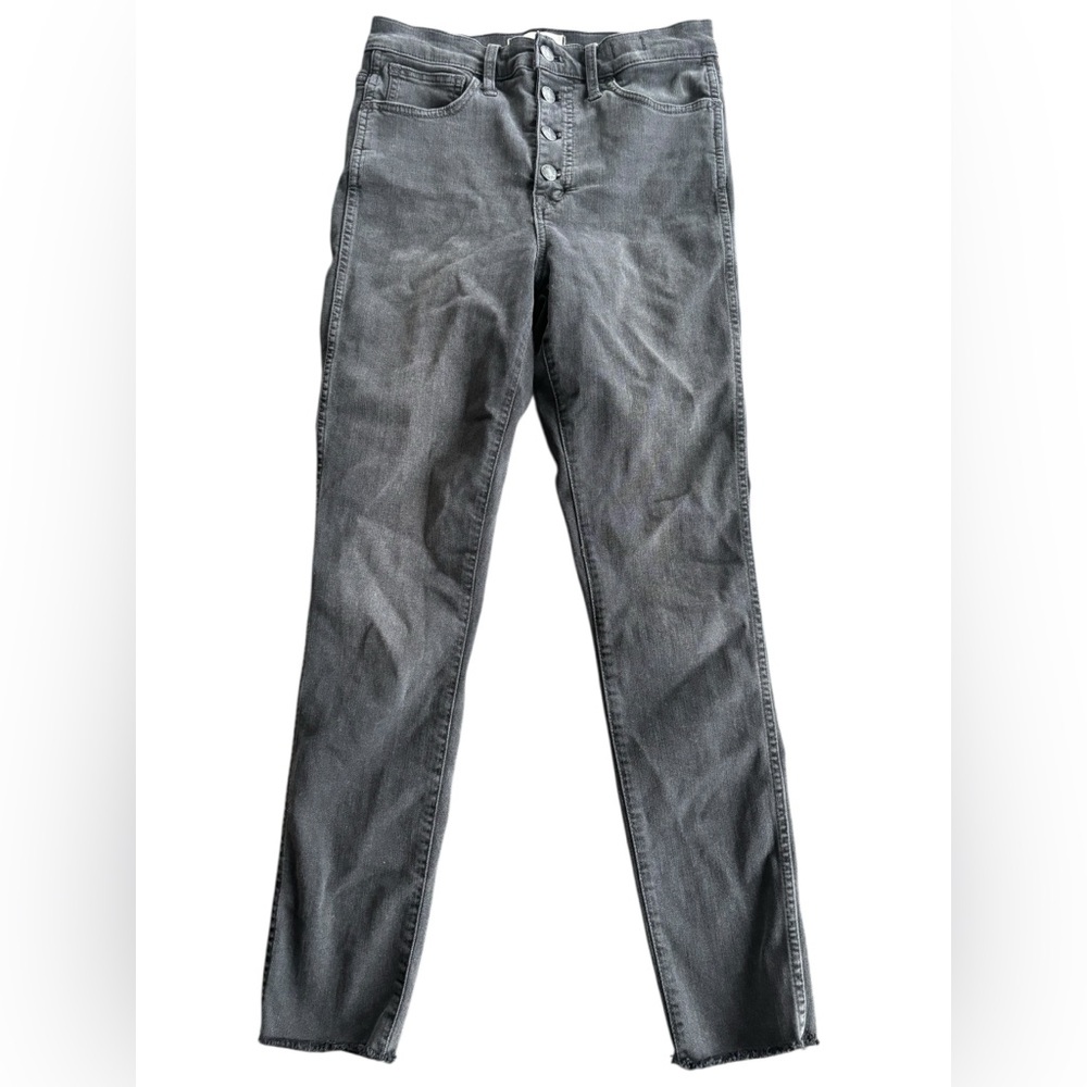 Madewell Women's 10" High-Rise Skinny Jean Black Frayed Hem Button Fly Size 26 - Picture 2 of 6